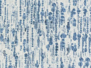 White Navy Blue Abstract Cotton Upholstery Drapery Fabric