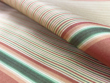 Load image into Gallery viewer, Silk Coral Green Yellow Pure Silk Stripe Upholstery Drapery Fabric / Rose
