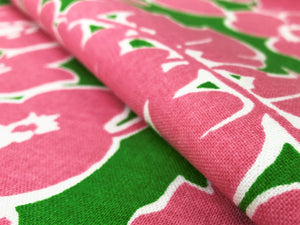 P Kaufmann Stain Resistant Hot Pink Green White Bayville Cotton Duck Watermelon Floral Upholstery Drapery Fabric