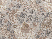 Load image into Gallery viewer, Grey Blue Brown Cream Floral Upholstery Drapery Fabric