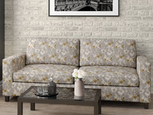Load image into Gallery viewer, Heavy Duty Abstract Floral Tapestry Mustard Gold Grey Ivory Charcoal Upholstery Fabric