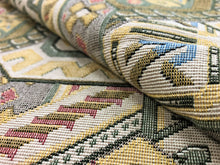 Load image into Gallery viewer, Cotton Southwestern American Indian Tapestry Beige Mauve Coral Red Green Yellow Gray Blue Geometric Tribal Upholstery Fabric