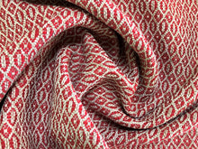 Load image into Gallery viewer, Designer Ruby Red Beige Woven Geometric Art Deco Upholstery Fabric