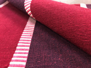 Designer Burgundy Red Maroon Plum Rose Woven Stripe Upholstery Drapery Fabric