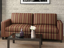 Load image into Gallery viewer, Heavy Duty Stripe Burgundy Red Ivory Gold Upholstery Drapery Fabric