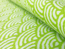 Load image into Gallery viewer, Quadrille China Seas Seto II Lime on White 8180W-05 Linen Cotton White Neon Green Art Deco Abstract Fabric