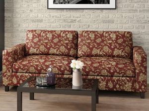 Heavy Duty Floral Burgundy Red Ivory Gold Upholstery Drapery Fabric