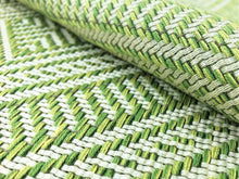 Load image into Gallery viewer, 1.3 Yard of Schumacher Tortola Kiwi Lime Green Beige Geometric Woven Indoor Outdoor Water Resistant Upholstery Fabric