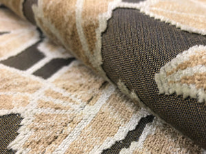 Pollack & Associates Leaf Beige Brown Taupe Abstract Botanical Upholstery Velvet Fabric