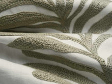 Load image into Gallery viewer, Cotton Linen Off White Taupe Botanical Floral Embroidered Drapery Fabric