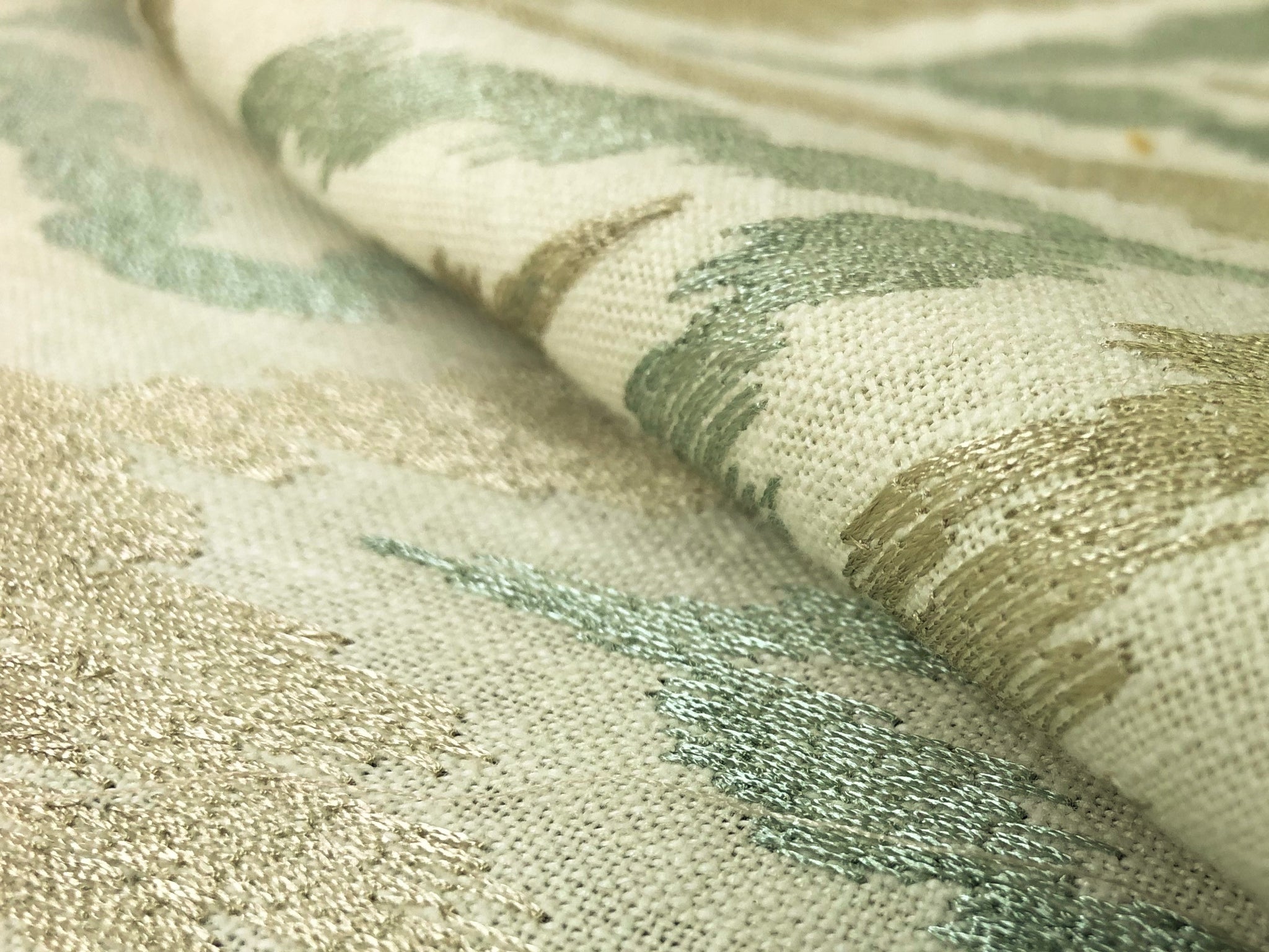 Kravet Aqua Green Ikat Drapery Fabric, Fabric Bistro, Columbia