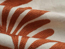 Load image into Gallery viewer, Cotton Linen Ivory Orange Botanical Floral Embroidered Drapery Fabric