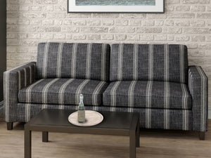 Crypton Water & Stain Resistant Nautical Stripe Dark Navy Blue Light Cream Upholstery Fabric