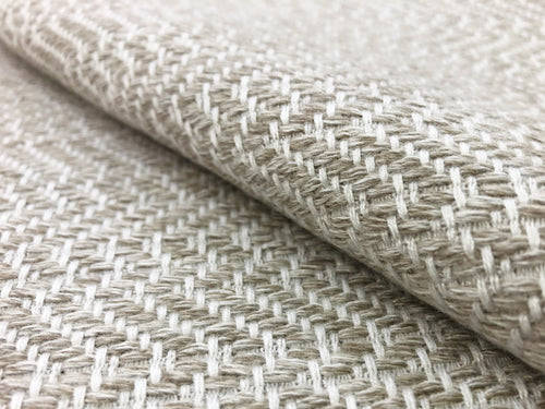 Designer Water & Stain Resistant Woven Cream Beige Neutral Linen Cotton Polyamid Geometric Abstract Upholstery Drapery Fabric
