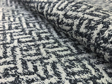 Load image into Gallery viewer, Perennials Dapper Shale Navy Blue Denim Gray Outdoor Water Resistant Abstract Geometric Upholstery Drapery Fabric