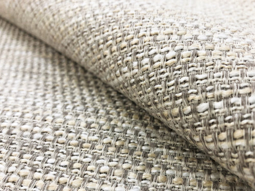 Designer Woven Beige Ivory Taupe Neutral MCM Mid Century Modern Upholstery Fabric