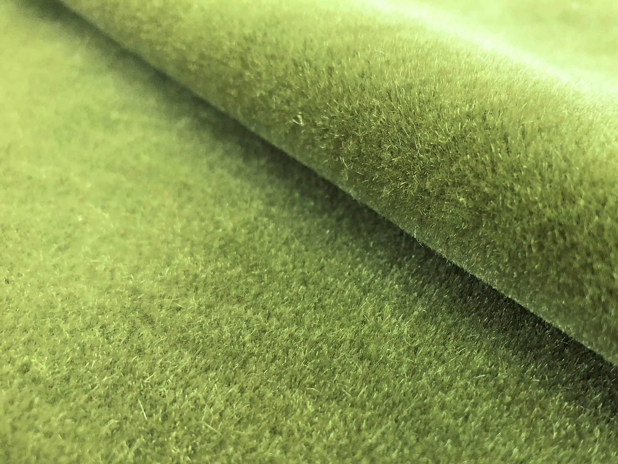 Olive Green Mohair Velvet Uph Fabric, Fabric Bistro, Columbia