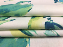 Load image into Gallery viewer, Richloom Birdwatcher Turquoise Bird Print Blue Mint Green Ivory Upholstery Drapery Fabric