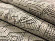 Load image into Gallery viewer, 3/4 Yd Designer Water &amp; Stain Resistant Grey Geometric Tribal Ethnic Upholstery Drapery Fabric