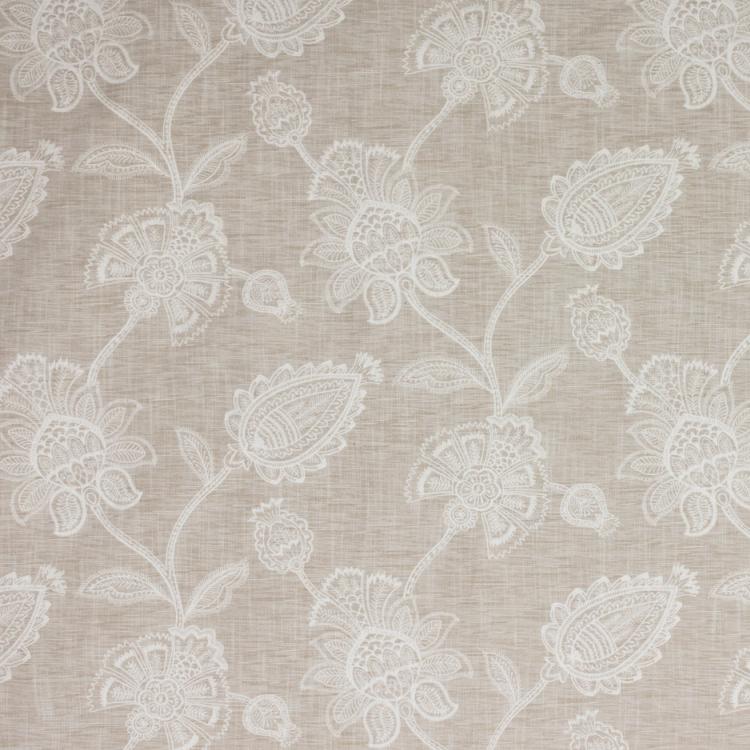Ansley Park Embroidered Neutral Jacobean Drapery Fabric / Sandstone