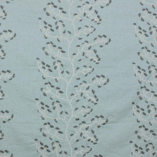 Avignon Embroidered Garden Blue Drapery Fabric / Cirrus
