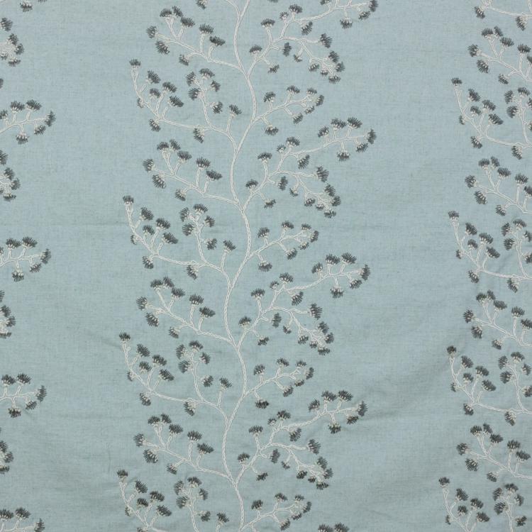 Avignon Embroidered Garden Blue Drapery Fabric / Cirrus