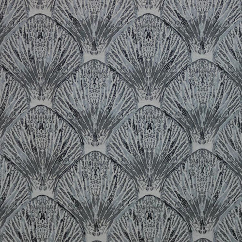 Coquille Gray Nautical Seashell Upholstery Fabric / Pewter