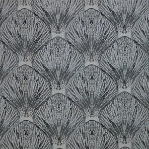 Coquille Gray Nautical Seashell Upholstery Fabric / Pewter