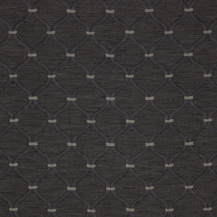 Romesco Trellis Dark Gray Geometric Fabric / Walnut