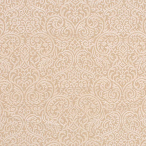 Sanremo Scroll Cream Damask Upholstery Fabric / White Chocolate