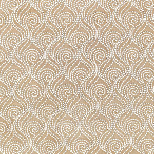 Swirl-A-Way Beige Embroidered Cotton Linen Blend Drapery Fabric / Butternut