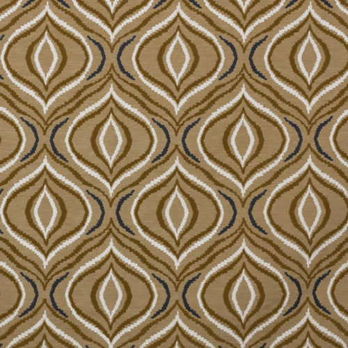 Tradewinds Brown Beige White Embroidered Drapery Fabric / Butternut