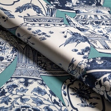 Load image into Gallery viewer, Lee Jofa Pandan Print Fabric / Aqua/Blue