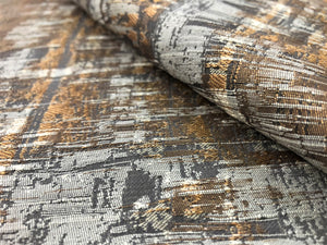 1.5 Yd Designer Abstract Textured Mustard Gold Off White Gray Upholstery Drapery Fabric