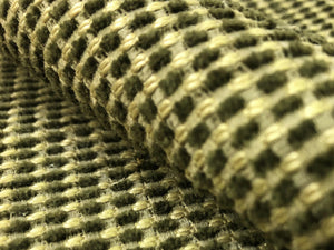 Nubby Woven Sage Olive Green Beige Rustic MCM Mid Century Modern Small Scale Chenille Upholstery Fabric