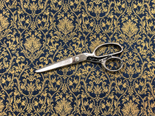Load image into Gallery viewer, Kravet Stain &amp; Water Resistant Navy Blue Mustard Gold Jacquard Damask Upholstery Drapery Fabric