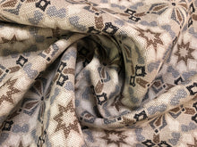 Load image into Gallery viewer, Lewis &amp; Wood Conway Birch Linen Blend Mosaic Medallion Gray Brown Steel Blue Beige Geometric Moroccan Water &amp; Stain Resistant Upholstery Drapery Fabric
