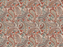 Load image into Gallery viewer, Cotton Linen Poly Ecru Burnt Orange Teal Purple Beige Paisley Upholstery Drapery Fabric