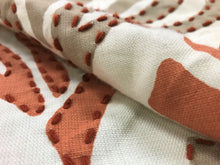 Load image into Gallery viewer, Designer Embroidered Nautical Orange Beige Ivory Tan Coral Cotton Drapery Fabric