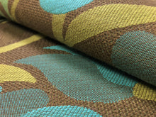 Load image into Gallery viewer, Water &amp; Stain Resistant Designer Floral Olive Green Turquoise Blue Sage Upholstery Fabric