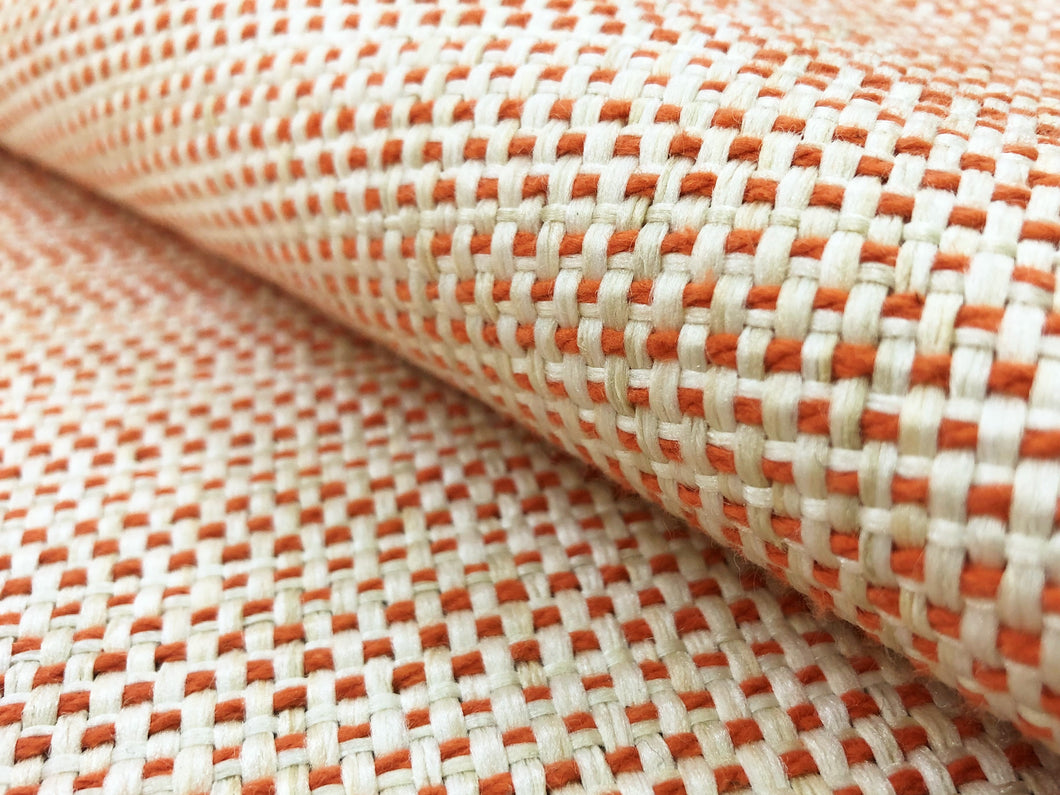 Manuel Canovas Cowtan & Tout Lipari Orange Cream Indoor Outdoor Basketweave Upholstery Fabric