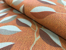 Load image into Gallery viewer, Designer Orange Beige Gray Botanical Leaf Pattern Faux Leather Vinyl Upholstery Fabric