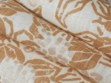 Load image into Gallery viewer, Mustard Beige Floral Medallion Linen Drapery Fabric