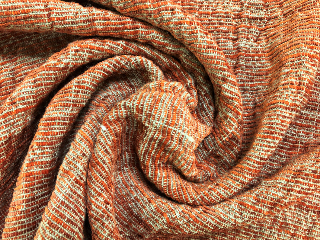 Free Worldwide newest Delivery Furnishing Fabric Orange White Colour Kilim Pattern Textured Chenille Furnishing Upholstery Fabric