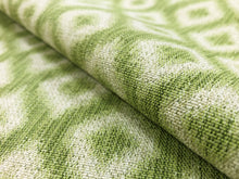 Load image into Gallery viewer, Designer Lime Green Ivory Water &amp; Stain Resistant Indoor Outdoor Geometric Upholstery Drapery Fabric