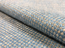 Load image into Gallery viewer, Designer Linen Woven Wool French Blue Beige MCM Mid Century Modern Upholstery Drapery Fabric