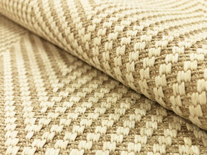 Designer Beige Cream Neutral Woven Chevron Geometric Upholstery Drapery Fabric