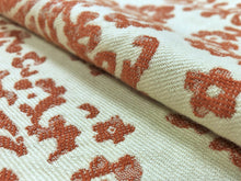 Load image into Gallery viewer, Designer Water &amp; Stain Resistant Cream Burnt Orange Damask Upholstery Drapery Fabric
