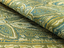 Load image into Gallery viewer, 100% Pure Silk Kravet Delft Grammercy Park Sage Green Beige Teal Blue Paisley Upholstery Drapery Fabric
