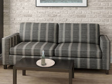 Load image into Gallery viewer, Crypton Water &amp; Stain Resistant Nautical Stripe Charcoal Black Off White Upholstery Fabric